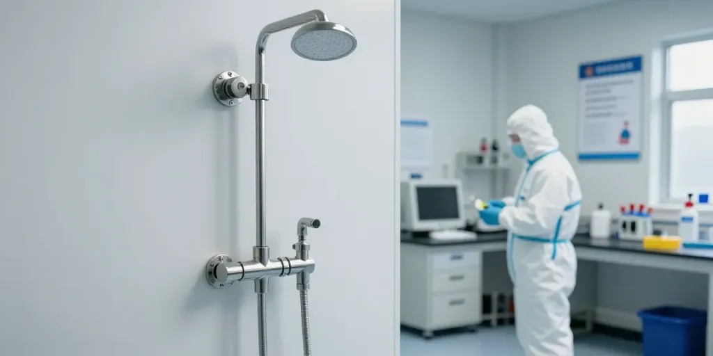 High-quality industrial emergency shower setup for laboratory safety