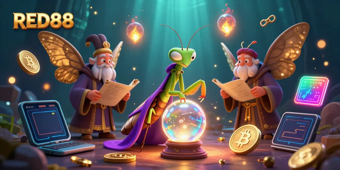 Engage in thrilling gambling adventures with RED88's vibrant 3D fortune teller scene.