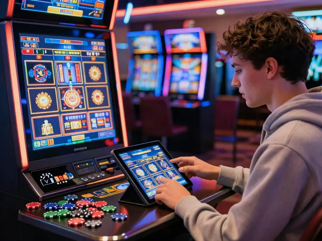 Player enjoying a slot game on tablet at DA88 online casino, capturing the excitement of gaming.