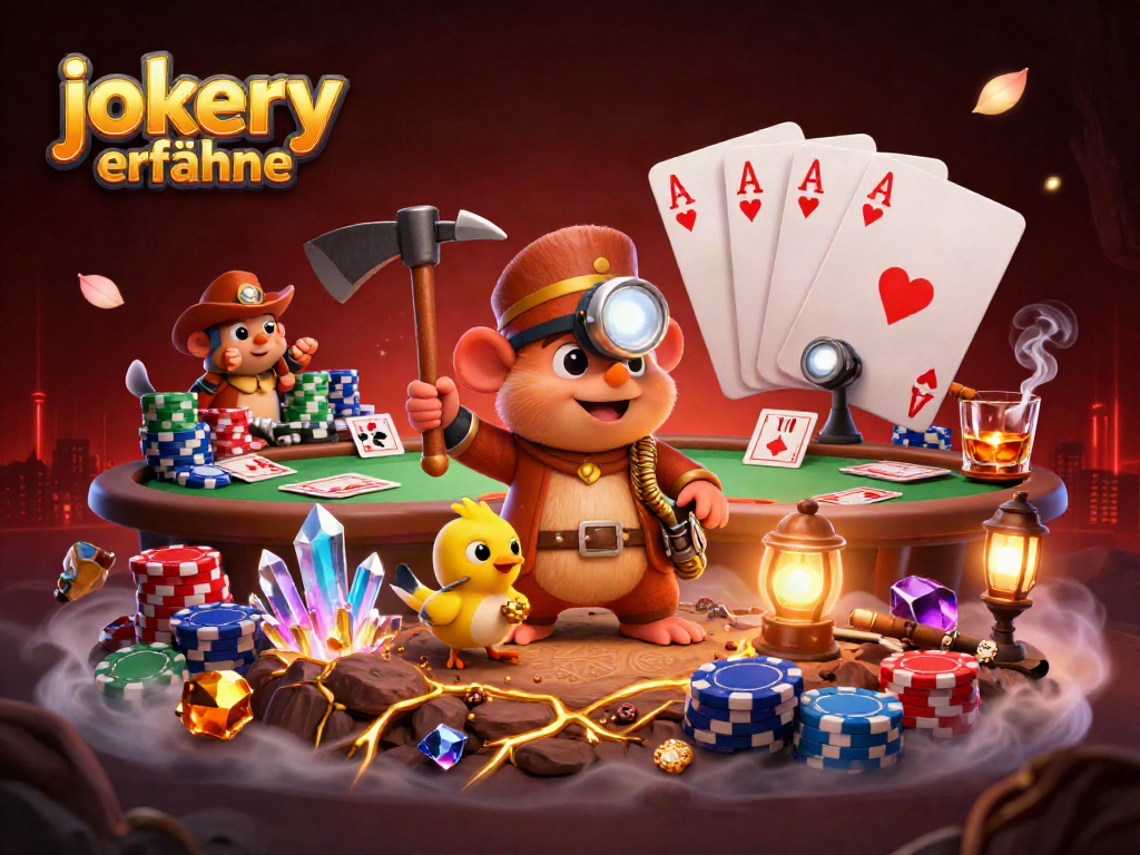 Engage in jokery erfahrungen with an exciting 3D treasure hunting scene filled with poker elements and gems.