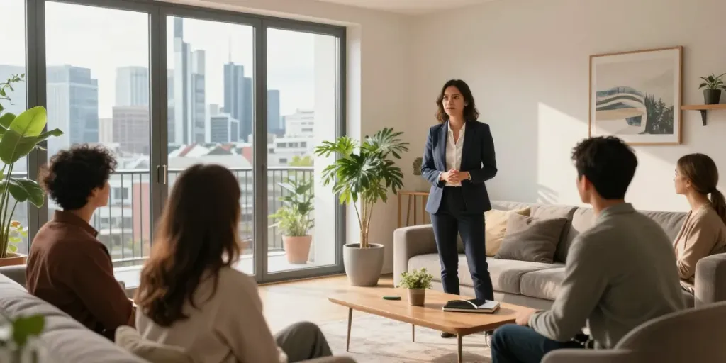 Bester Immobilienmakler Frankfurt präsentiert stilvolle Wohnung in sonniger Atmosphäre.