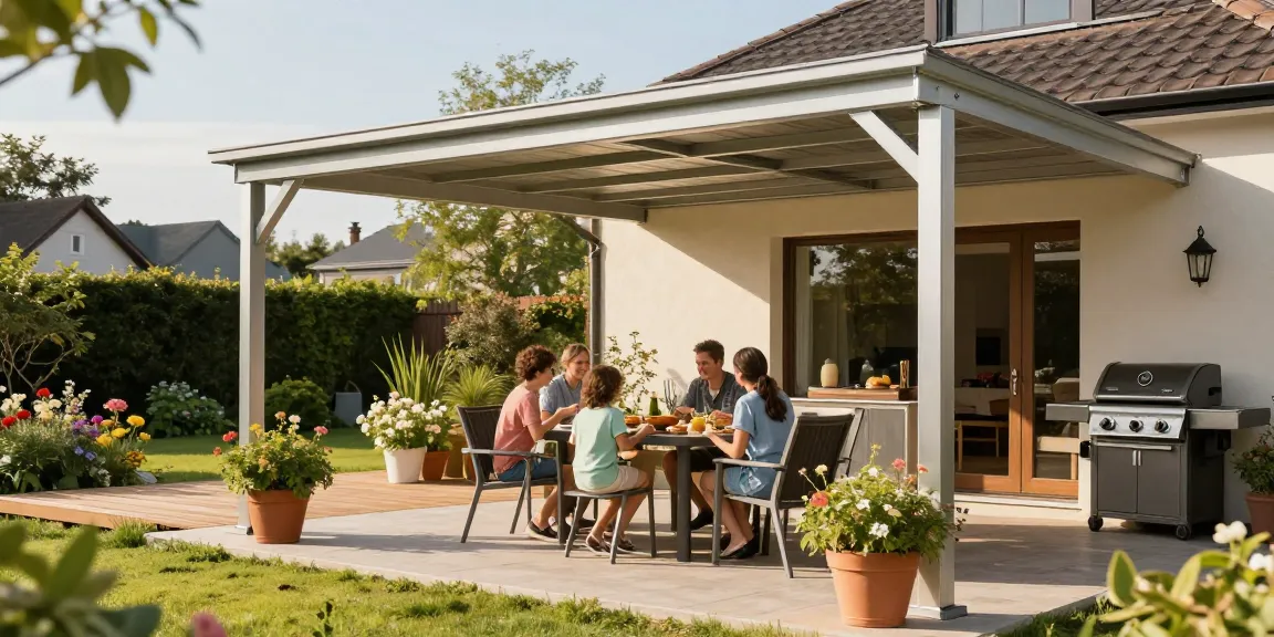 Terrassenüberdachungen schaffen einen einladenden Essbereich im Freien für Familie und Freunde.